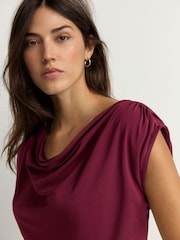Burgundy Red Sleeveless Drape Top - Image 3 of 6
