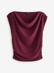 Burgundy Red Sleeveless Drape Top - Image 5 of 6
