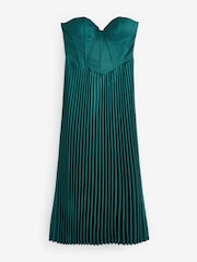 Club L London Green Bordeaux Satin Corset Style Midi Dress - Image 6 of 6