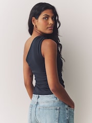 Navy One Shoulder Ruched Top - Image 4 of 7