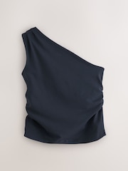 Navy One Shoulder Ruched Top - Image 5 of 7
