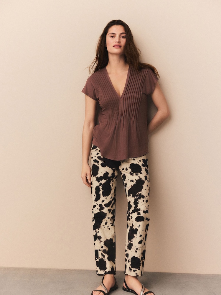 Rose Pink Pintuck V-Neck Top - Image 2 of 7