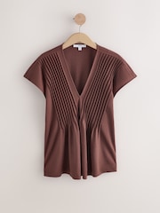 Rose Pink Pintuck V-Neck Top - Image 5 of 7