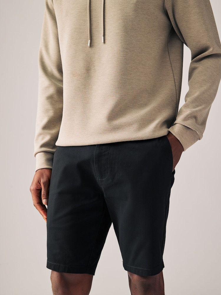 Negro - Corte ajustado - Pantalones cortos chinos elásticos - Imagen 1 de 9