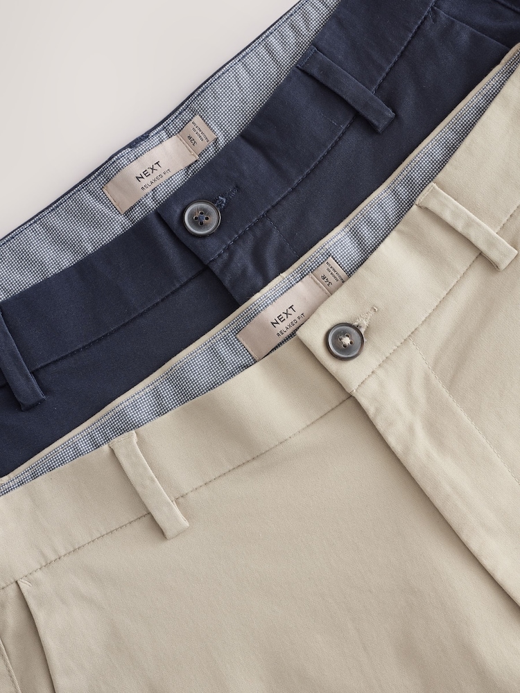 Marineblau/Stone - Lockere Passform - Stretch-Chinoshorts, 2er-Pack - Image 7 of 7