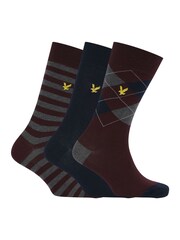 Lyle & Scott Blue Flanders 3 pack sock gift box. - Image 1 of 5