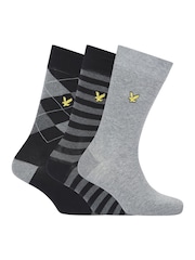 Lyle & Scott Grey 3 Pack Barwood cotton Socks - Image 1 of 4