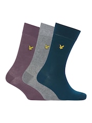 Lyle & Scott Blue 3 Pack Angus Cotton Socks - Image 1 of 4