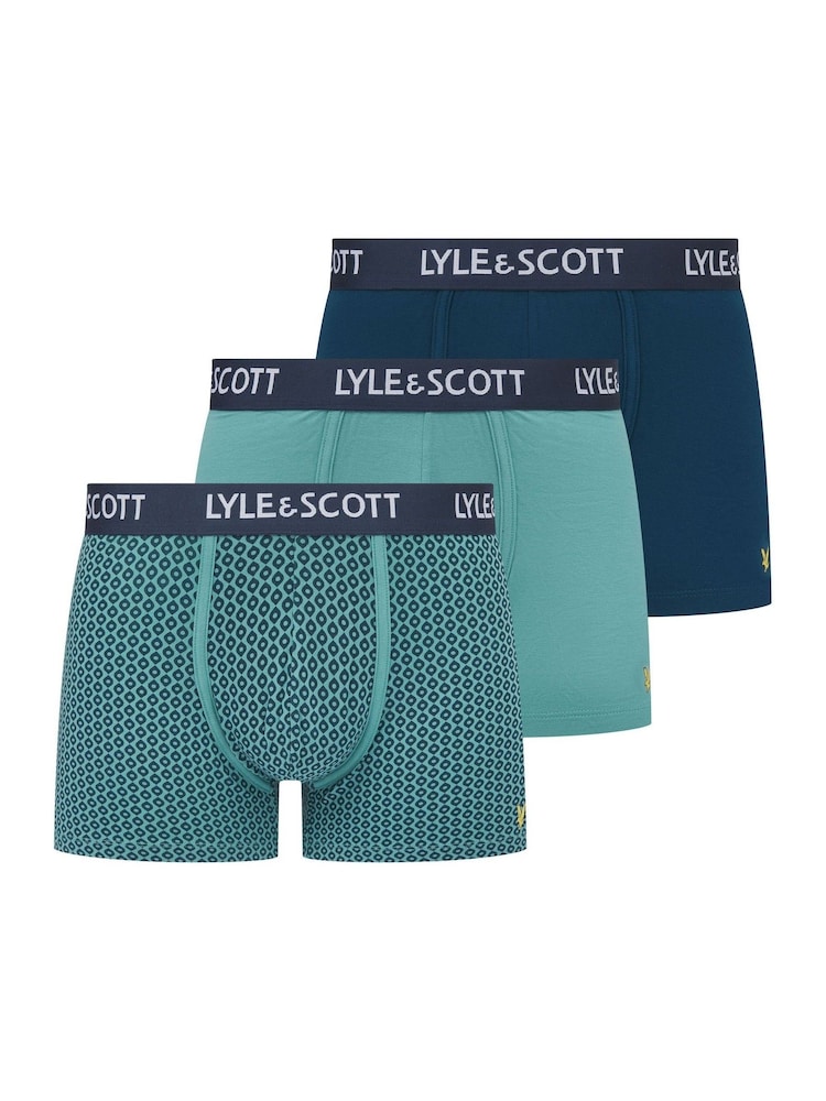 Lyle & Scott Blue Hubert Premium Underwear Trunks 3 Pack - Image 1 of 4