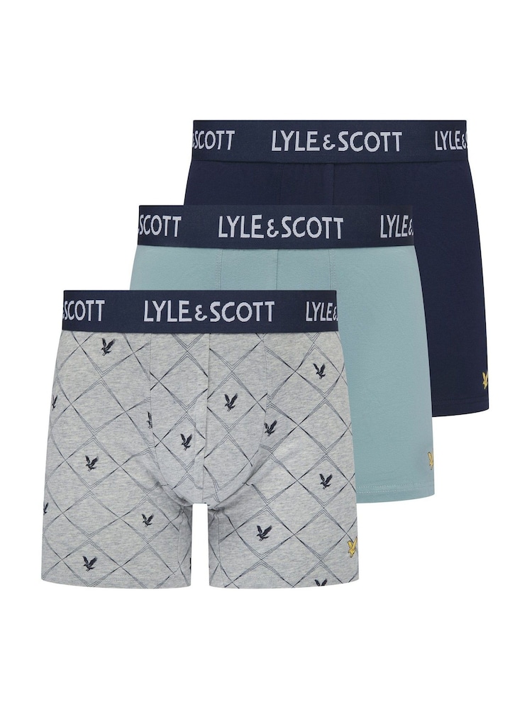 Lyle & Scott Blue Elliot Premium Underwear Trunks 3 Pack - Image 1 of 4