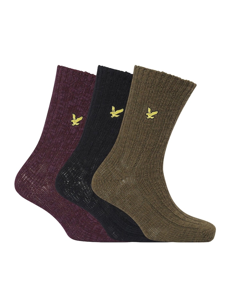Lyle & Scott Black Forest Knit Socks 3 Pack - Image 1 of 4