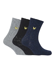 Lyle & Scott Blue Forest Knit Socks 3 Pack - Image 1 of 4
