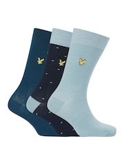 Lyle & Scott Blue 3 Pack Flint Cotton Dress Socks - Image 1 of 4