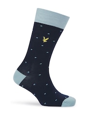 Lyle & Scott Blue 3 Pack Flint Cotton Dress Socks - Image 4 of 4