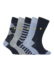 Lyle & Scott Black 5 pack Harold cotton socks - Image 1 of 6