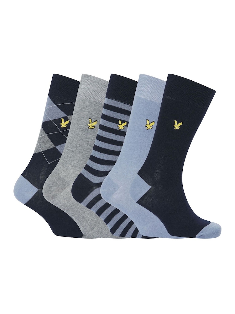Lyle & Scott Black 5 pack Harold cotton socks - Image 1 of 6