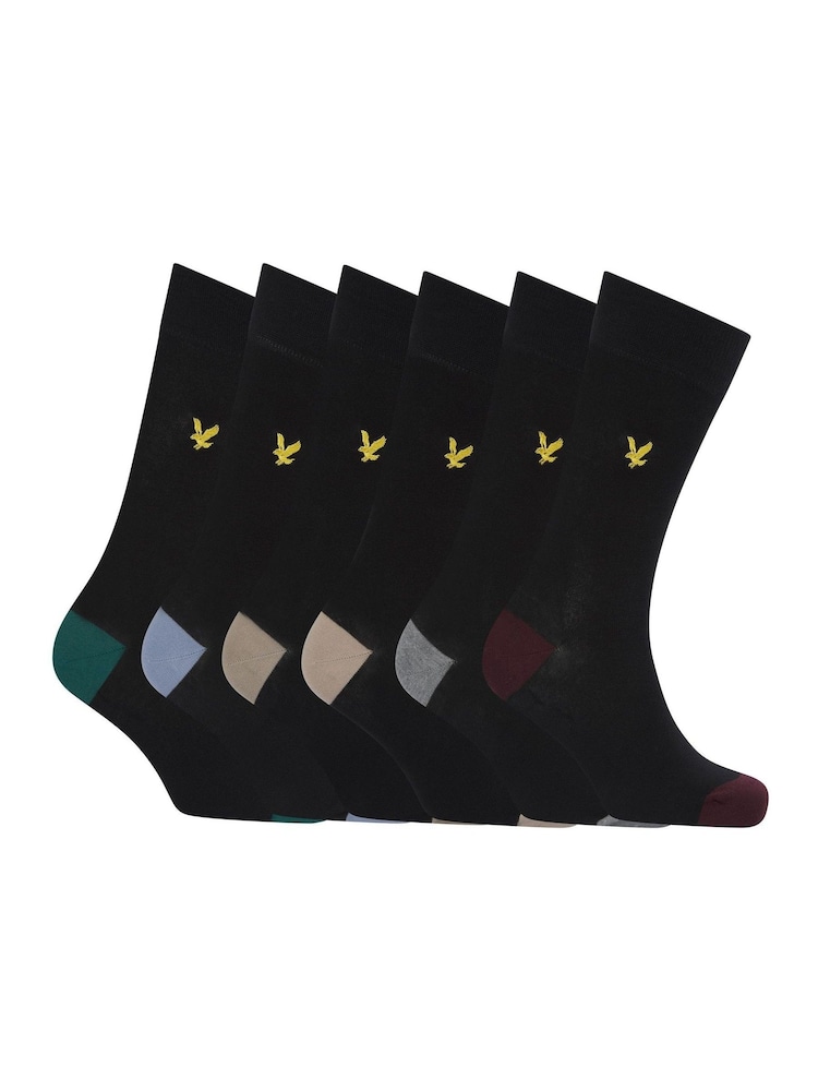 Lyle & Scott Black Bronson Socks Gift Box 6 Pack - Image 1 of 6 Lyle & Scott Black Bronson Socks Gift Box 6 Pack - Image 1 of 6