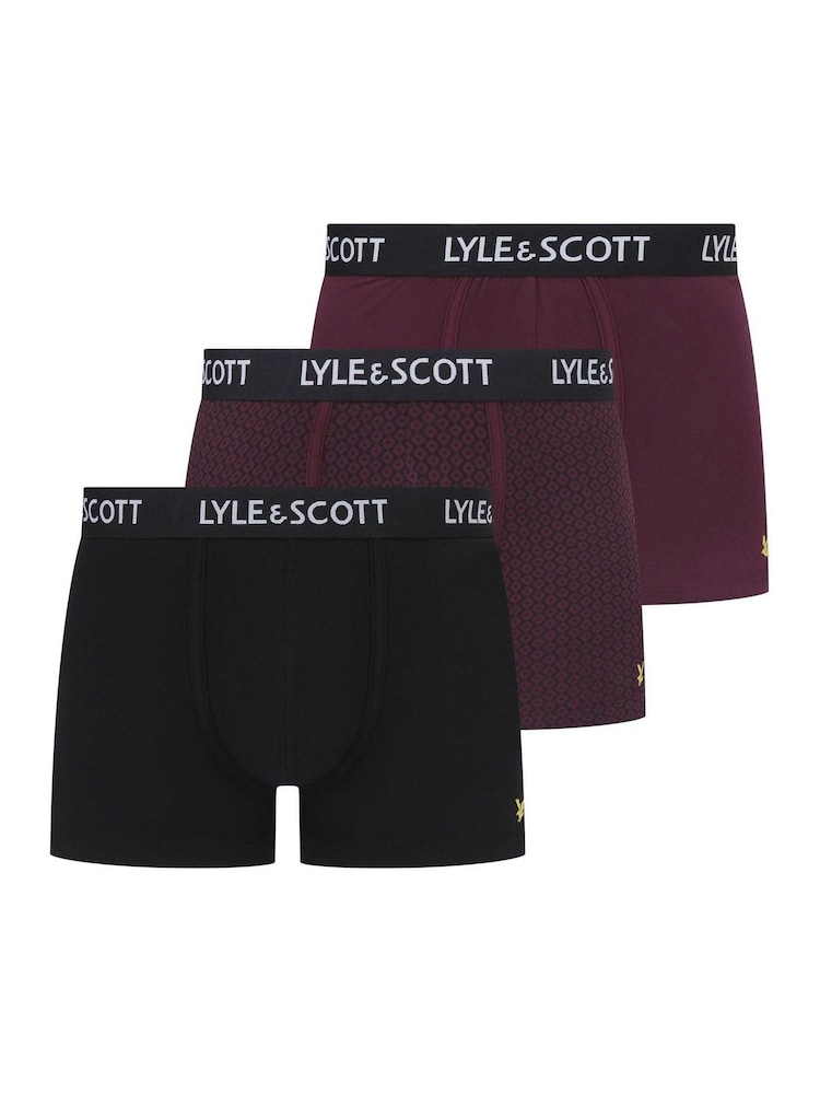 Lyle & Scott Black Hubert Premium Underwear Trunks 3 Pack - Image 1 of 4 Lyle & Scott Black Hubert Premium Underwear Trunks 3 Pack - Image 1 of 4