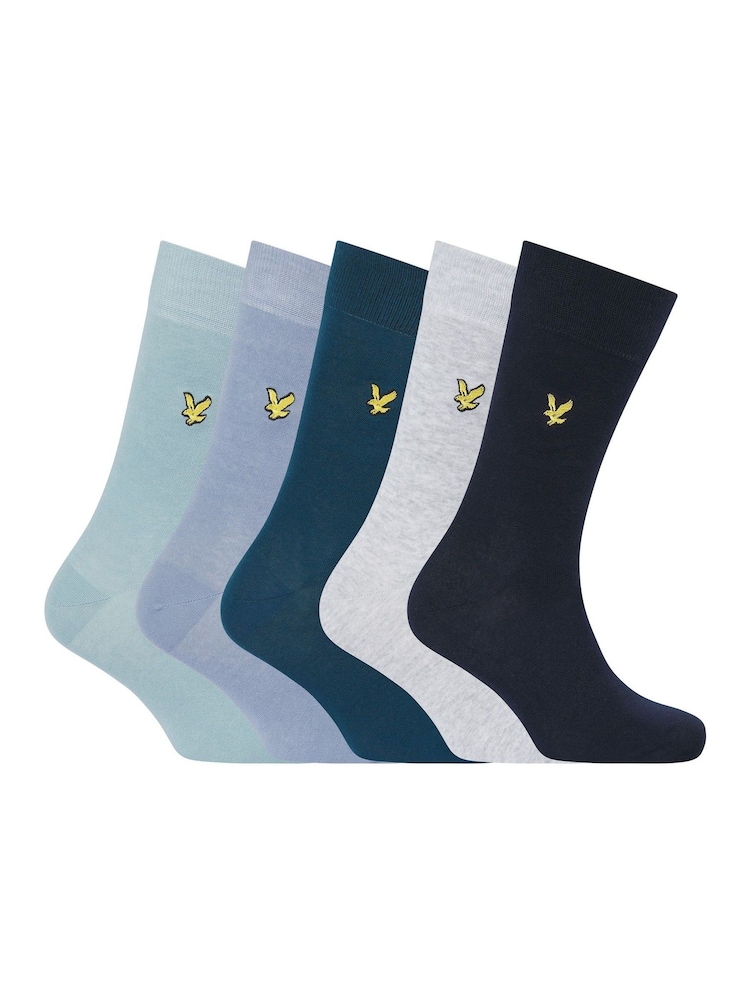 Lyle & Scott Blue Liam Cotton Socks 5 Pack - Image 1 of 6