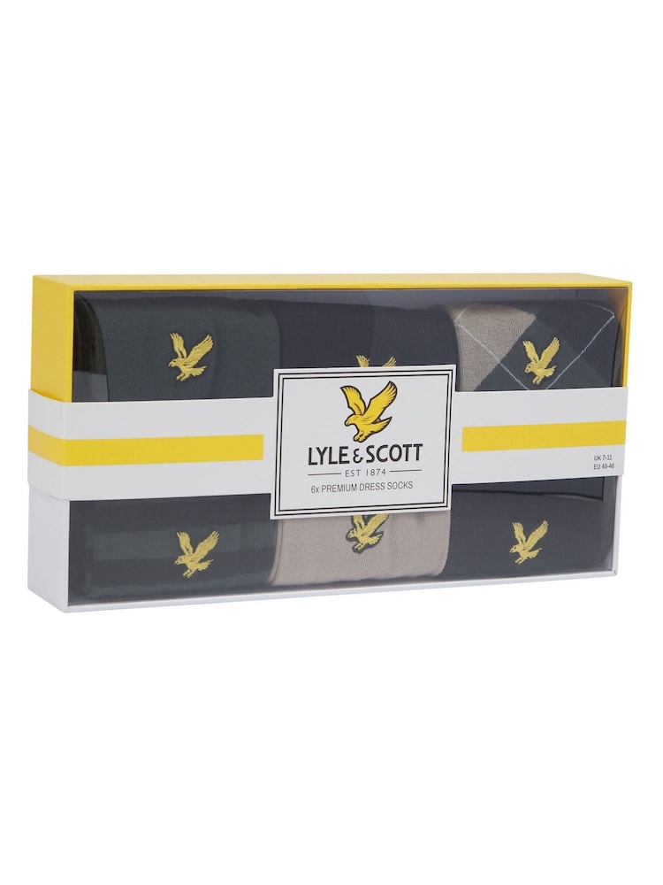 Lyle & Scott Green Timothy Socks Gift Box 6 Pack - Image 6 of 6