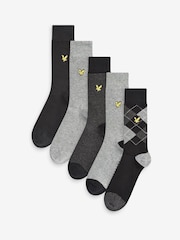 Lyle & Scott Black Liam Cotton Socks 5 Pack - Image 1 of 5