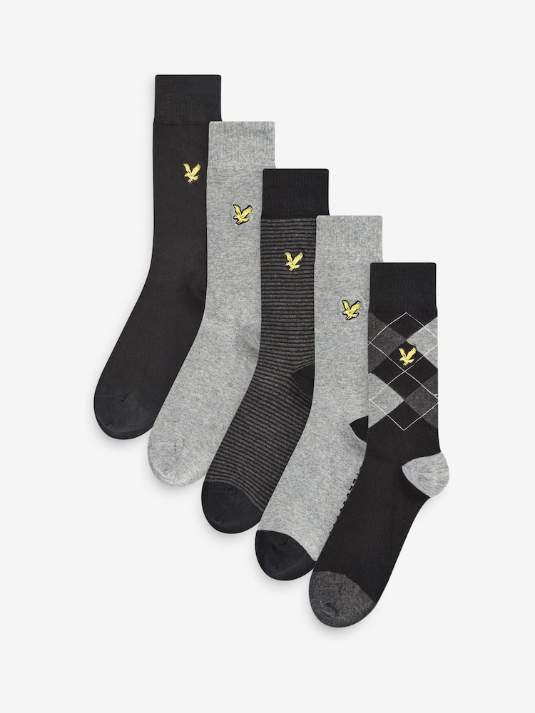 Lyle & Scott Black Liam Cotton Socks 5 Pack - Image 1 of 5