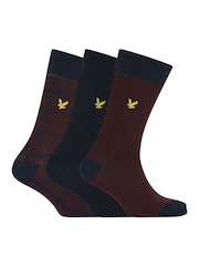 Lyle & Scott Blue Otto Cotton Dress Socks 3 Pack - Image 1 of 4