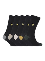 Lyle & Scott Black Graham Cotton Socks 5 Pack - Image 1 of 6