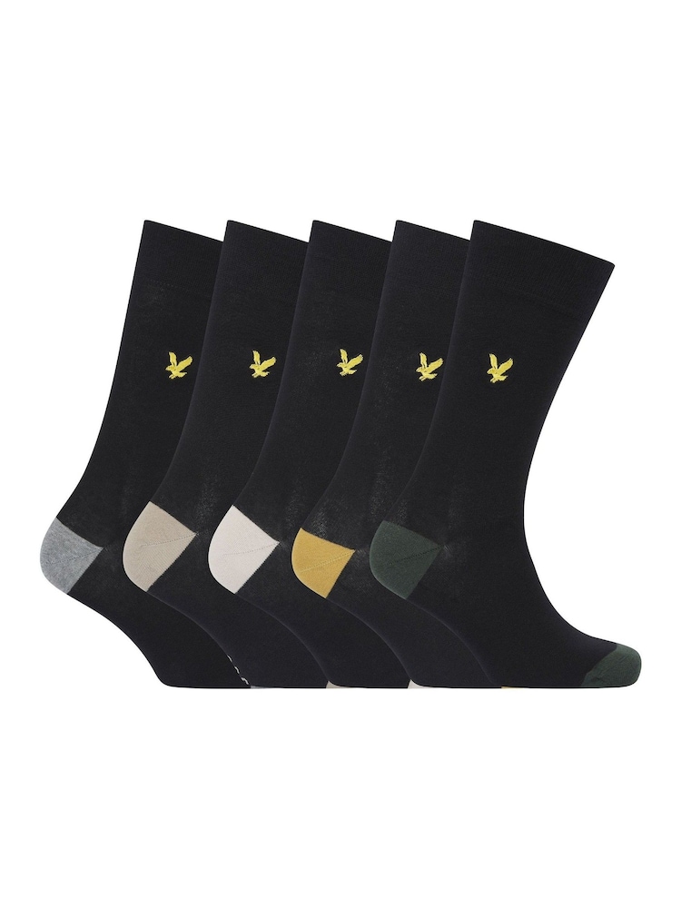Lyle & Scott Black Graham Cotton Socks 5 Pack - Image 1 of 6