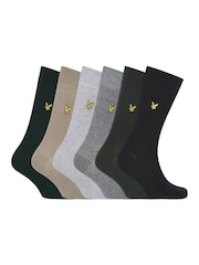Lyle & Scott Green Victor Socks Gift Box 6 Pack - Image 1 of 6