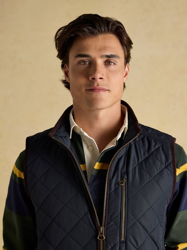 Joules Maynard Navy Diamond Quilted Gilet - Image 11 of 11