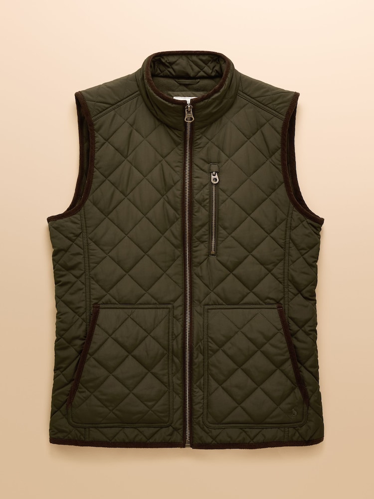 Joules Maynard Green Diamond Quilted Gilet - Image 11 of 11