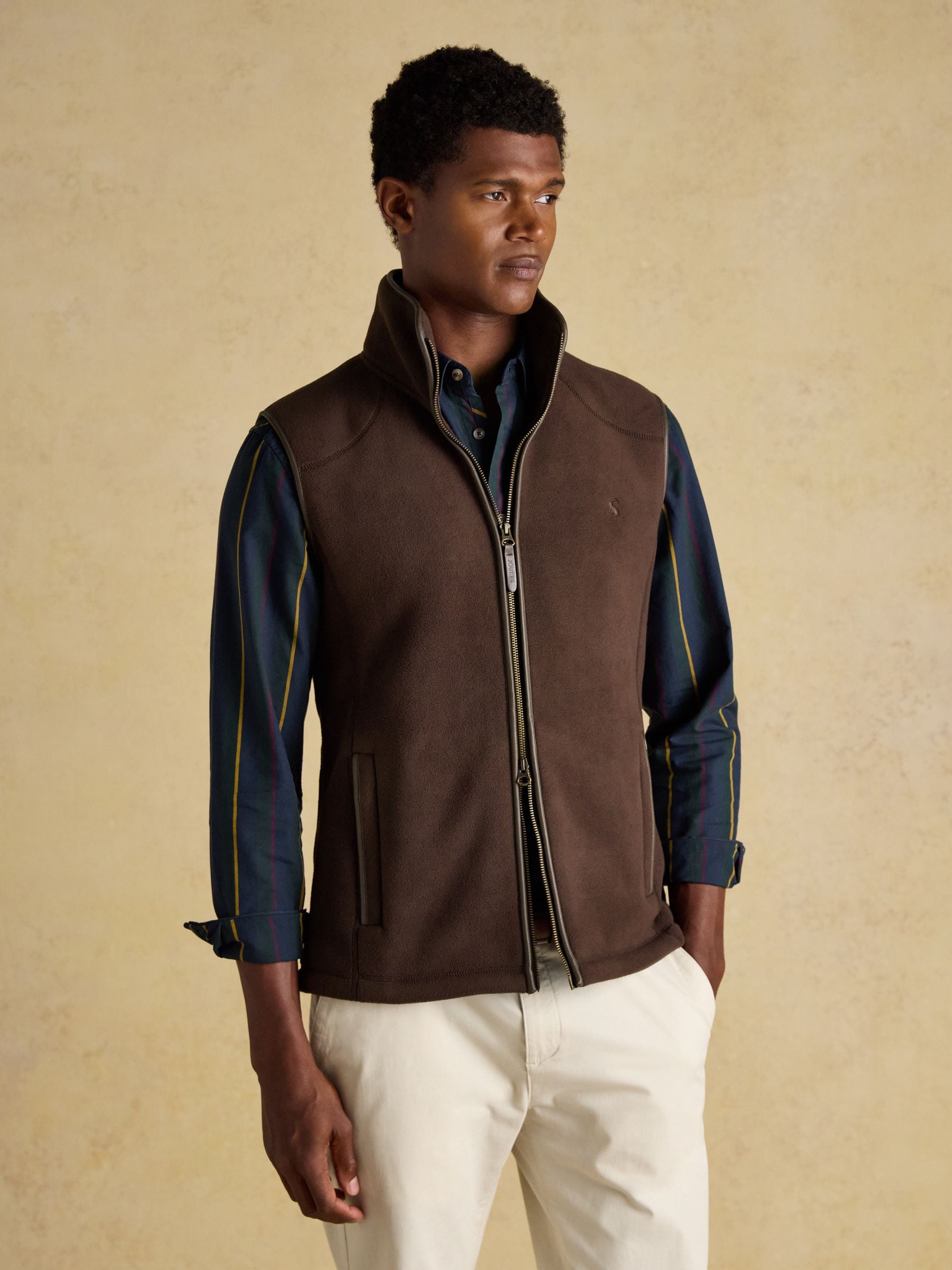 Buy Joules Heritage Fleece Brown Gilet from Next India