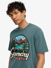 Superdry Blue Travel Postcard Graphic T-Shirt - Image 3 of 6