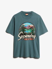 Superdry Blue Travel Postcard Graphic T-Shirt - Image 4 of 6