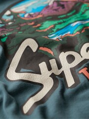 Superdry Blue Travel Postcard Graphic T-Shirt - Image 5 of 6
