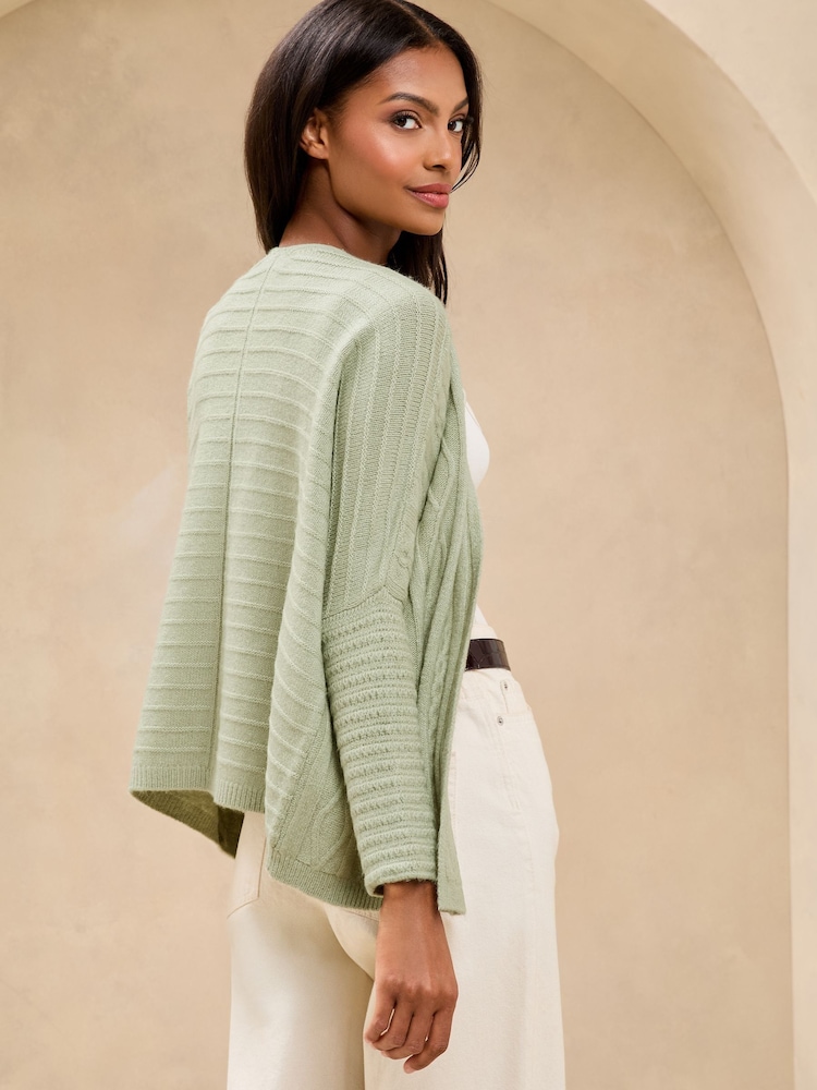 Grün - Lipsy Knitted Pretty Stitch Crochet Long Cardigan - Image 4 of 4