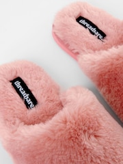 Threadbare Pink Faux Fur Mule Slippers - Image 5 of 5