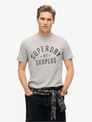 Superdry Grey 100% Cotton Surplus Graphic T-Shirt - Image 4 of 6