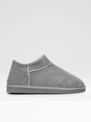 Threadbare Grey Suede Faux Fur Lined Slipper Boots - Image 2 of 5