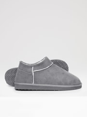 Threadbare Grey Suede Faux Fur Lined Slipper Boots - Image 3 of 5