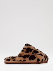 Threadbare Leopard Faux Fur Mule Slippers - Image 3 of 5