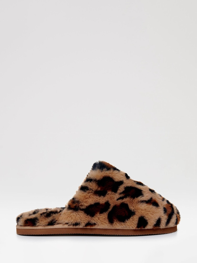 Leopard - Papuci de casă din blană Threadbare cu fire de ață - Image 3 of 5