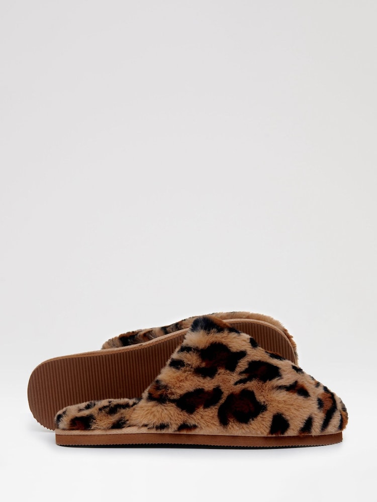 Leopard - Papuci de casă din blană Threadbare cu fire de ață - Image 4 of 5