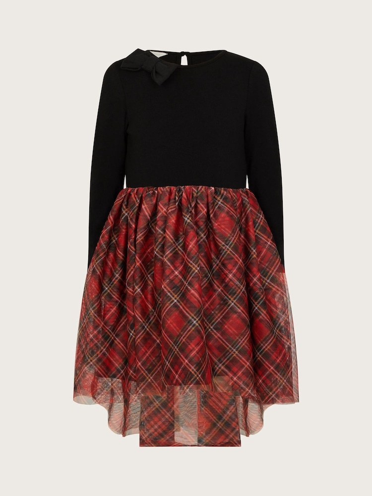 Monsoon Black Long Sleeve Tartan Tulle Dress - Image 1 of 3