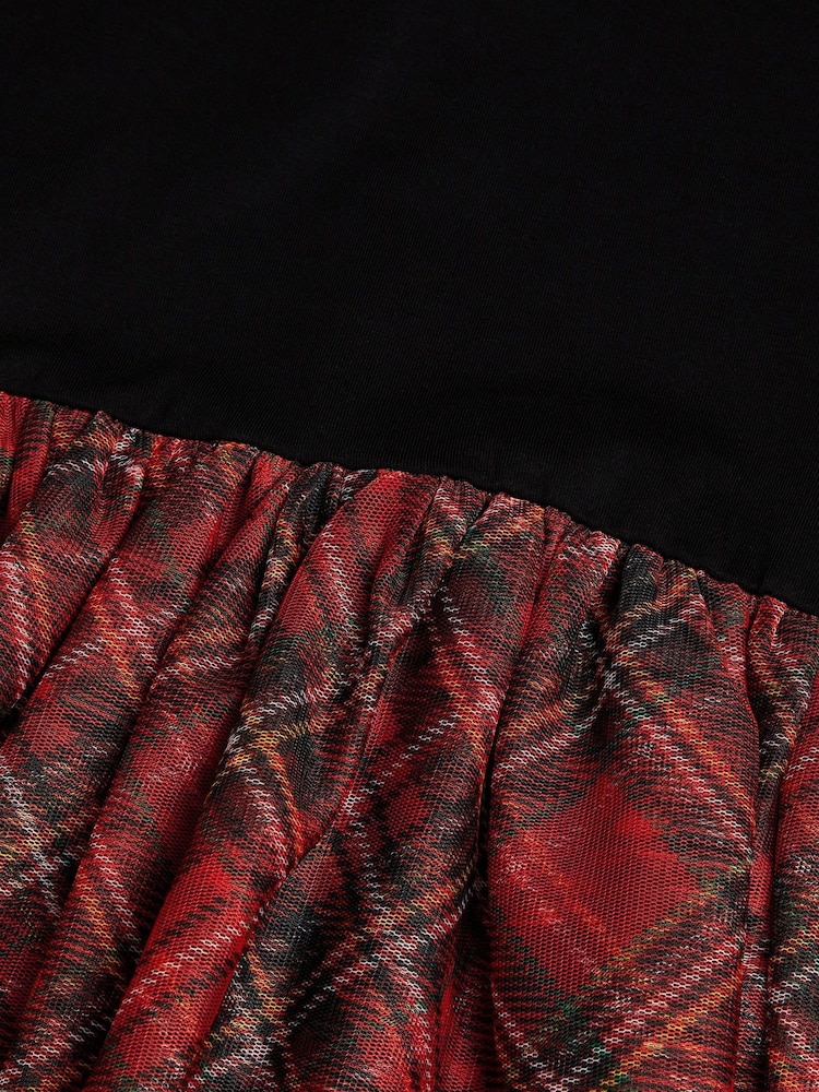 Monsoon Black Long Sleeve Tartan Tulle Dress - Image 3 of 3