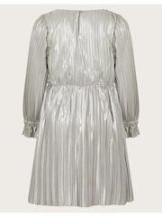 Monsoon Silver Long Sleeve Metallic Plisse Dress - Image 2 of 3