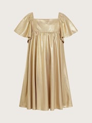 Monsoon Gold Metallic Angel Sleeve Dress - Image 1 of 3
