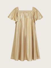 Monsoon Gold Metallic Angel Sleeve Dress - Image 2 of 3