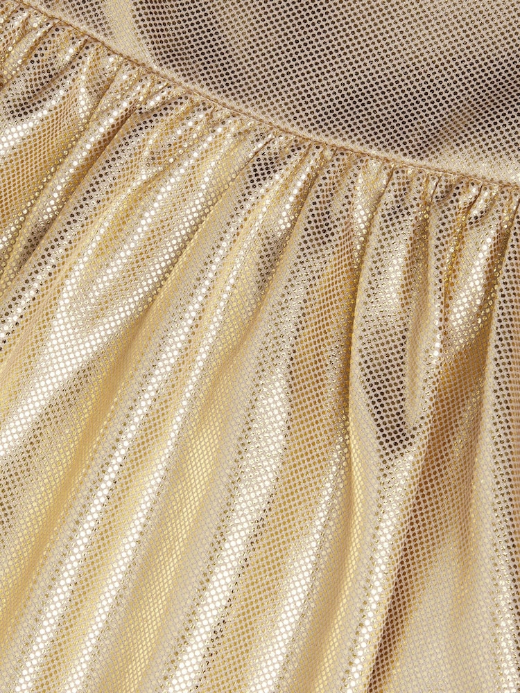 Monsoon Gold Metallic Angel Sleeve Dress - Image 3 of 3